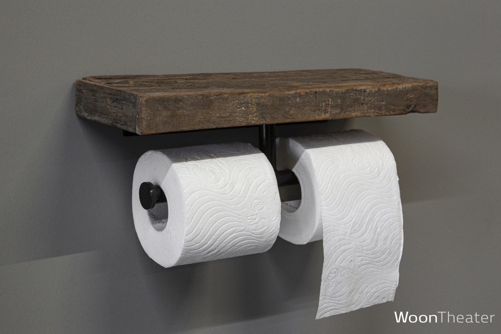 Landelijke toiletrolhouder | 2-rol | Rustiek hout
