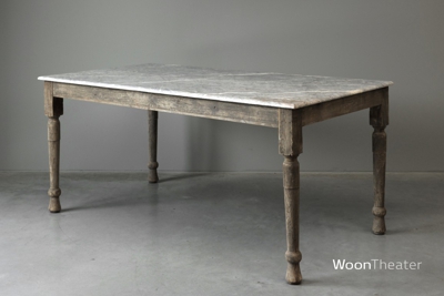 Origineel oude eettafel | marmer blad 