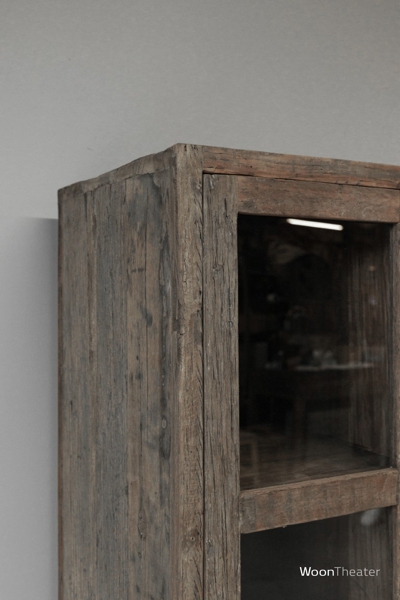 Smal vitrinekastje | oud hout