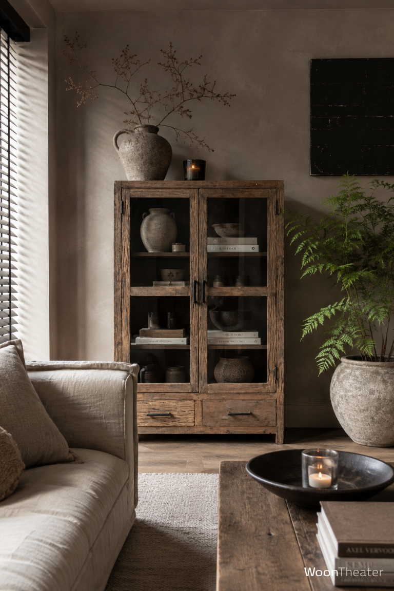 Vitrinekast oud hout