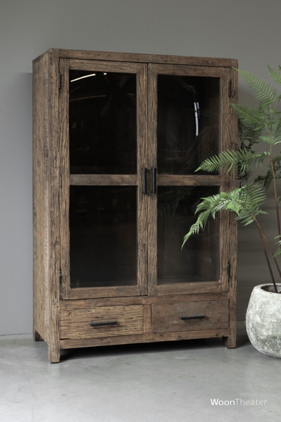 Vitrinekast oud hout