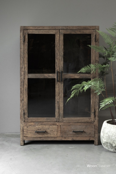 Vitrinekast oud hout
