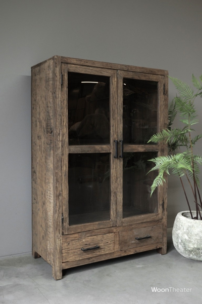 Vitrinekast oud hout