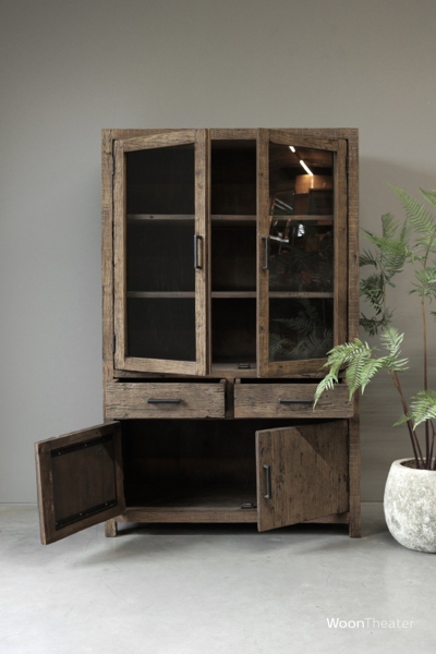 Vitrinekast oud hout