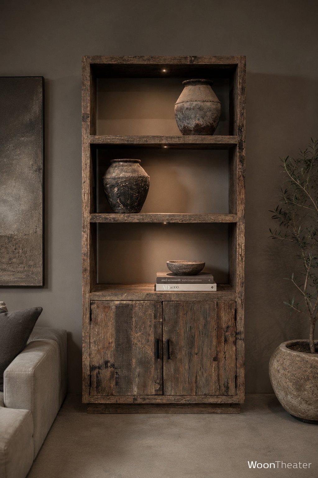 Boekenkast oud hout | incl verlichting