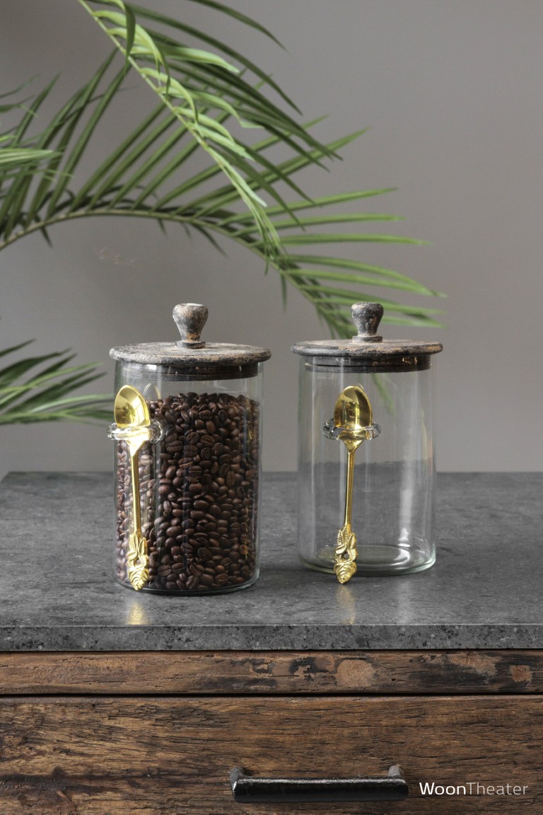 Glazen voorraadpot met lepel Buren | Glass Collection