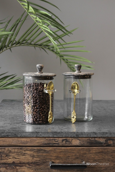 Glazen voorraadpot met lepel Buren | Glass Collection