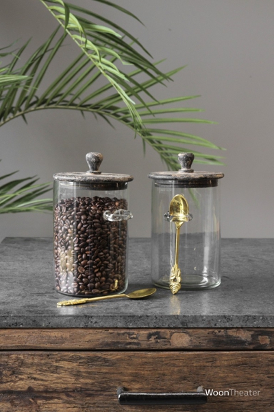 Glazen voorraadpot met lepel Buren | Glass Collection