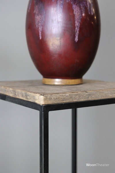 Bijzettafel/zuil San Diego | Rustiek oud hout | 70 cm - small