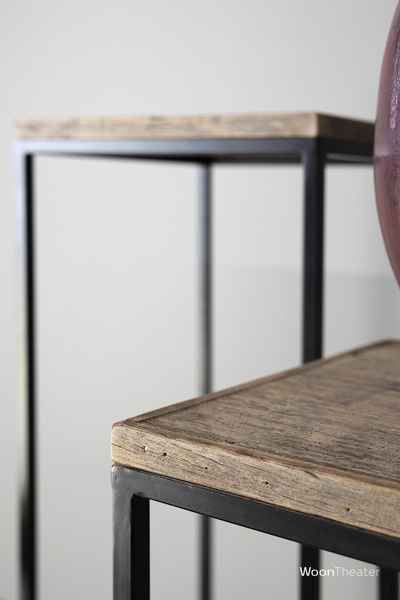 Bijzettafel/zuil San Diego | Rustiek oud hout | 70 cm - small