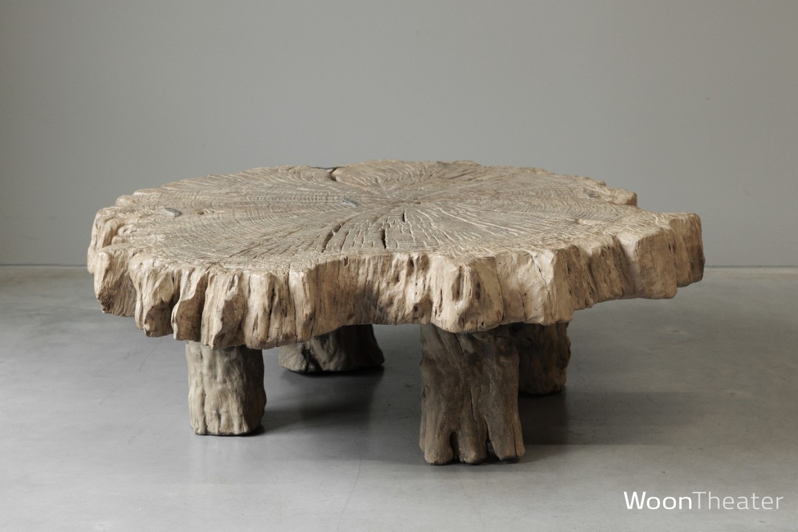 Grote organische houten salontafel