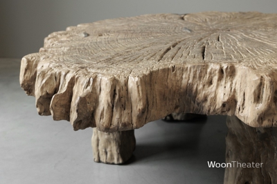 Grote organische houten salontafel