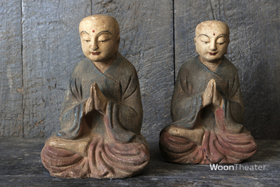 Vintage beeldje hout | Monnik | China