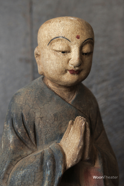 Vintage beeldje hout | Monnik | China