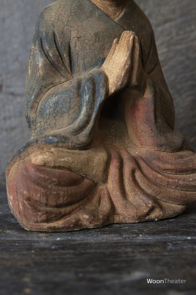 Vintage beeldje hout | Monnik | China