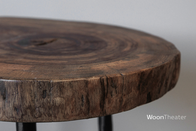 Bijzettafel schijf hout