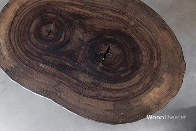 Bijzettafel schijf hout