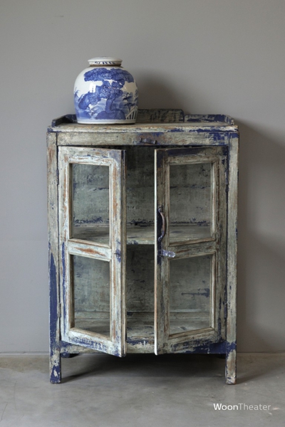 Authentiek blauw vitrinekastje | India