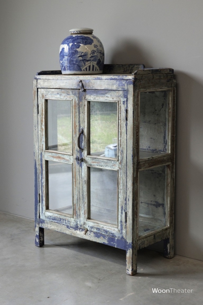 Authentiek blauw vitrinekastje | India