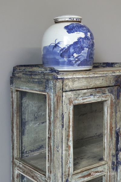 Authentiek blauw vitrinekastje | India