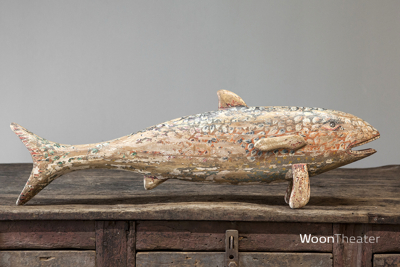 Oude houten vis | decoratief beschilderd
