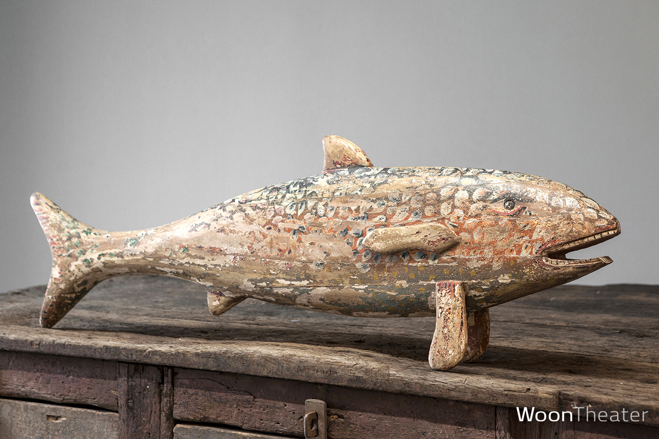 Oude houten vis | decoratief beschilderd