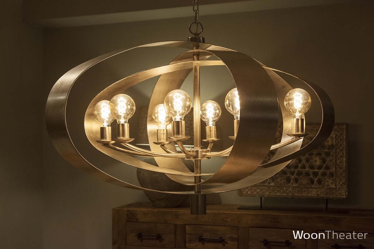 Luxueuze bladzilver hanglamp | 9-lichts | Malibu exclusief lichtbronnen