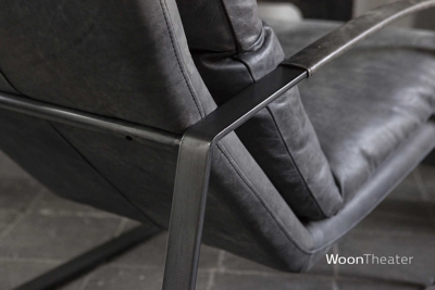 Industriele vintage-lederen fauteuil | Lea | Metalen frame