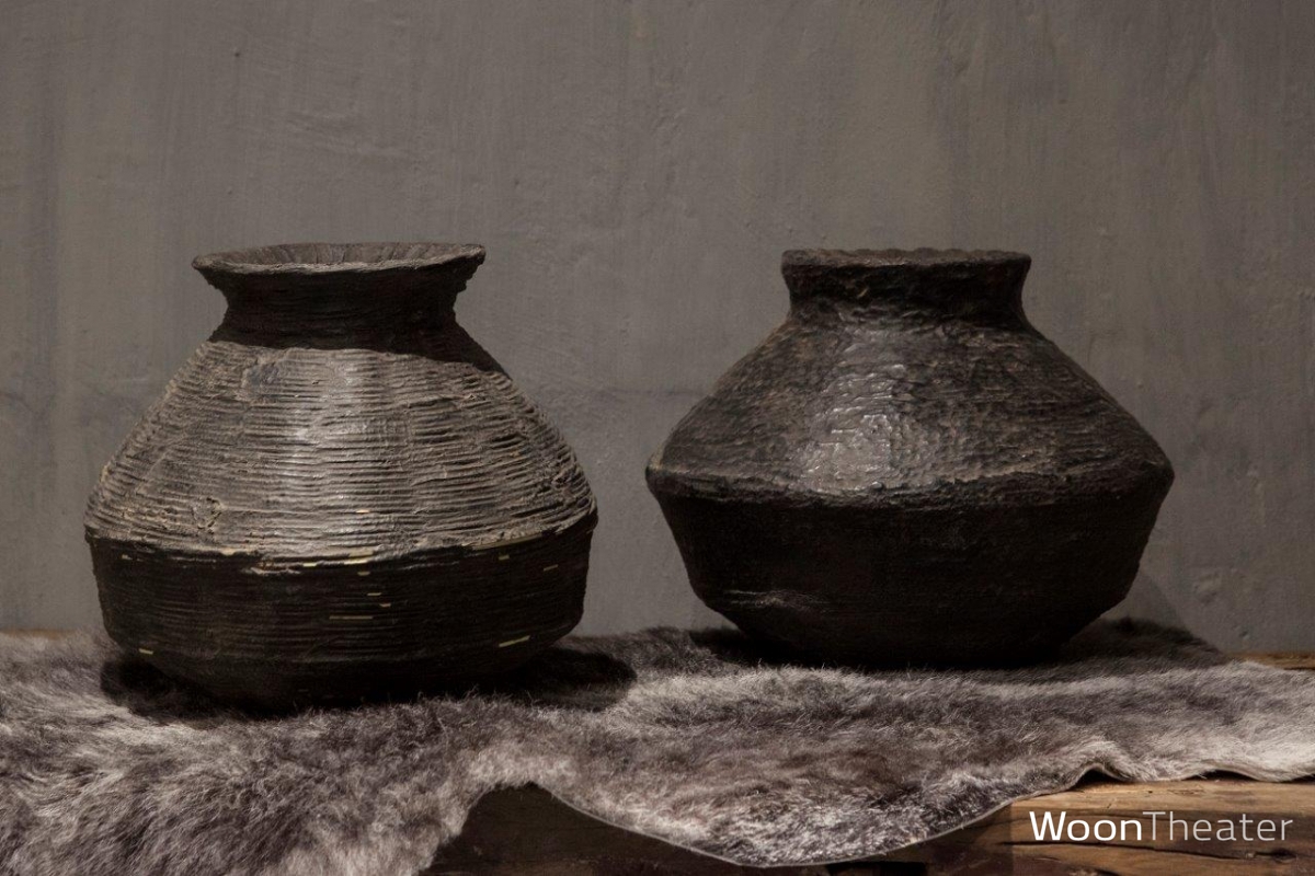Rattan/clay pot | handgemaakt aardewerk