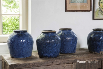 antiek blauwe potten