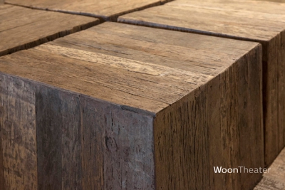 Bijzettafel oud hout | Kubus