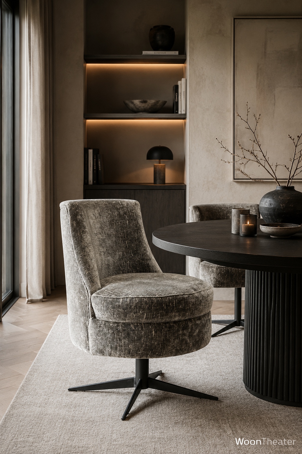Luxe ronde draaifauteuil of eetkamerstoel | Lola | Uitgebreide stof- en kleurkeuze