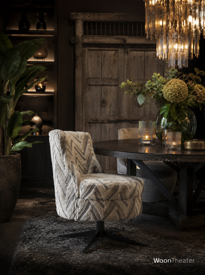 Luxe ronde draaifauteuil of eetkamerstoel | Lola | Uitgebreide stof- en kleurkeuze