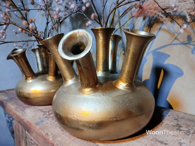 Artistieke rustiek-gouden metalen vaas | Small