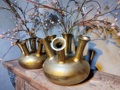Artistieke rustiek-gouden metalen vaas | Large