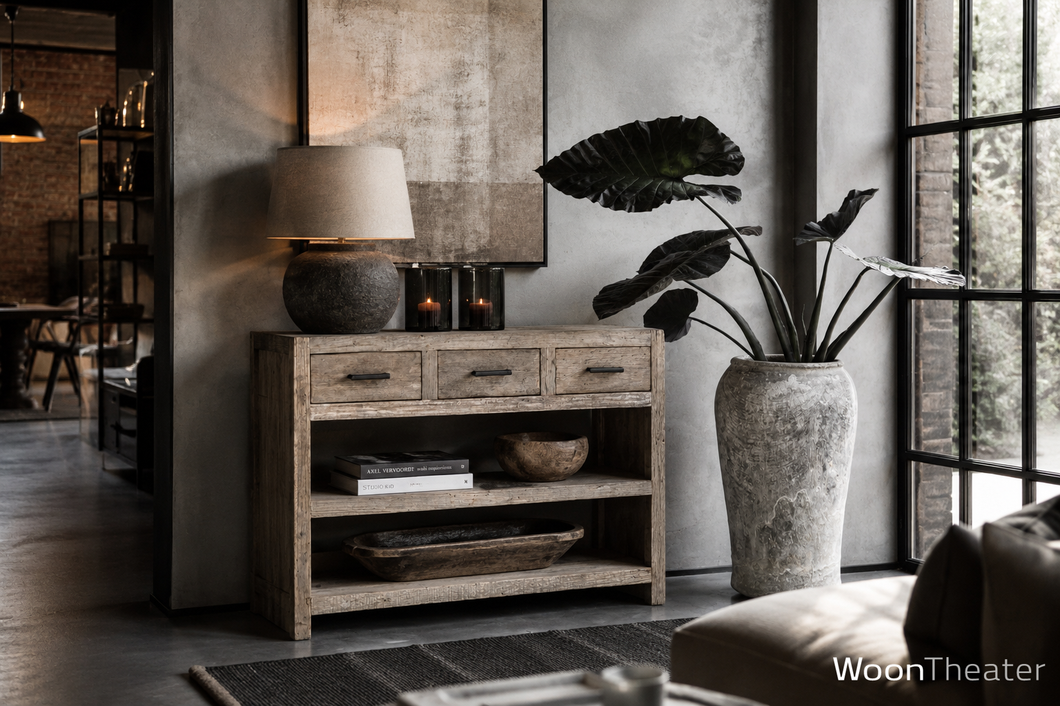 Rustiek houten wandtafel met 3 lades | Chicago