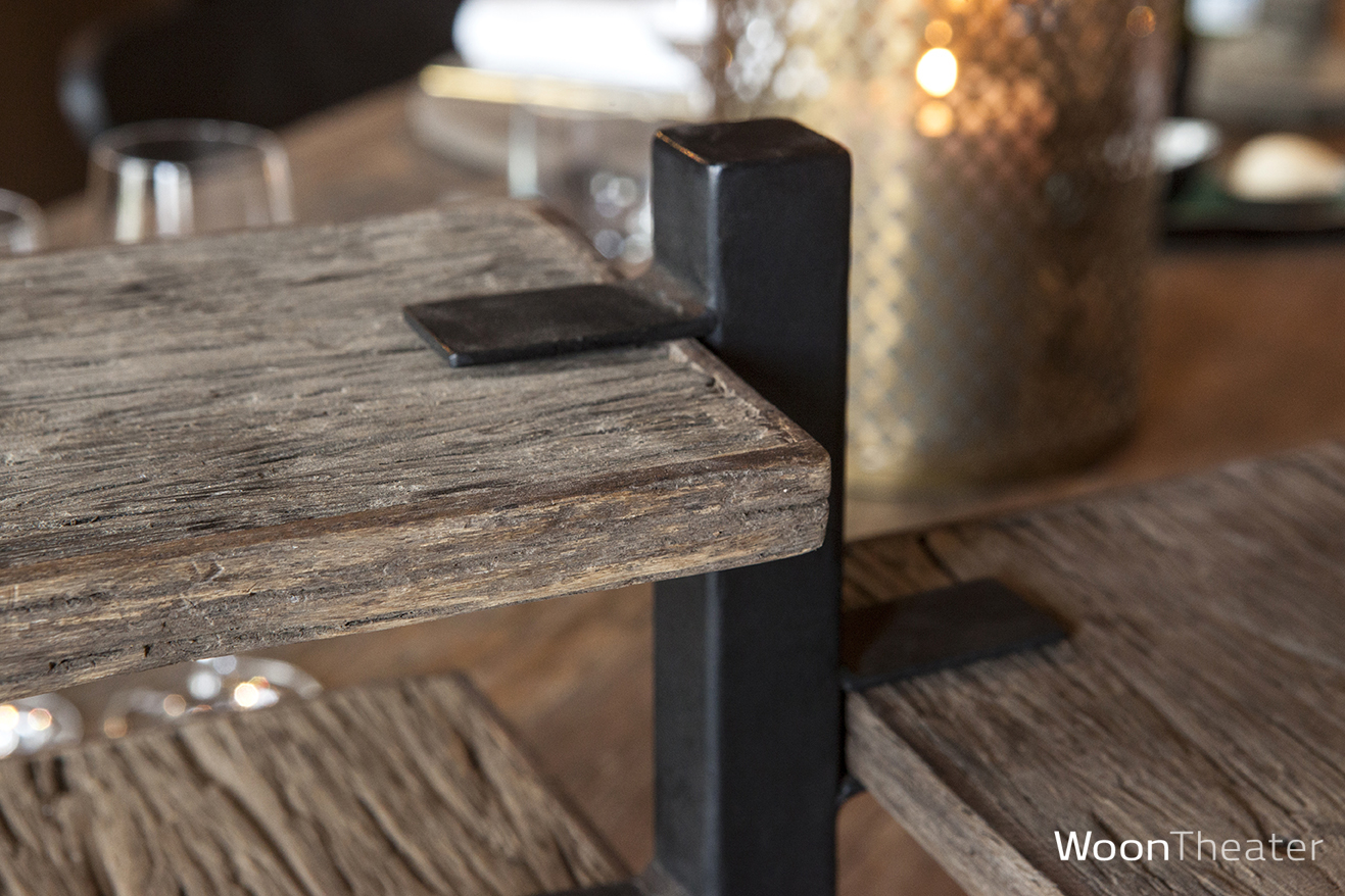 3-Laagse etagere van rustiek hout | Metalen houder | Weesp