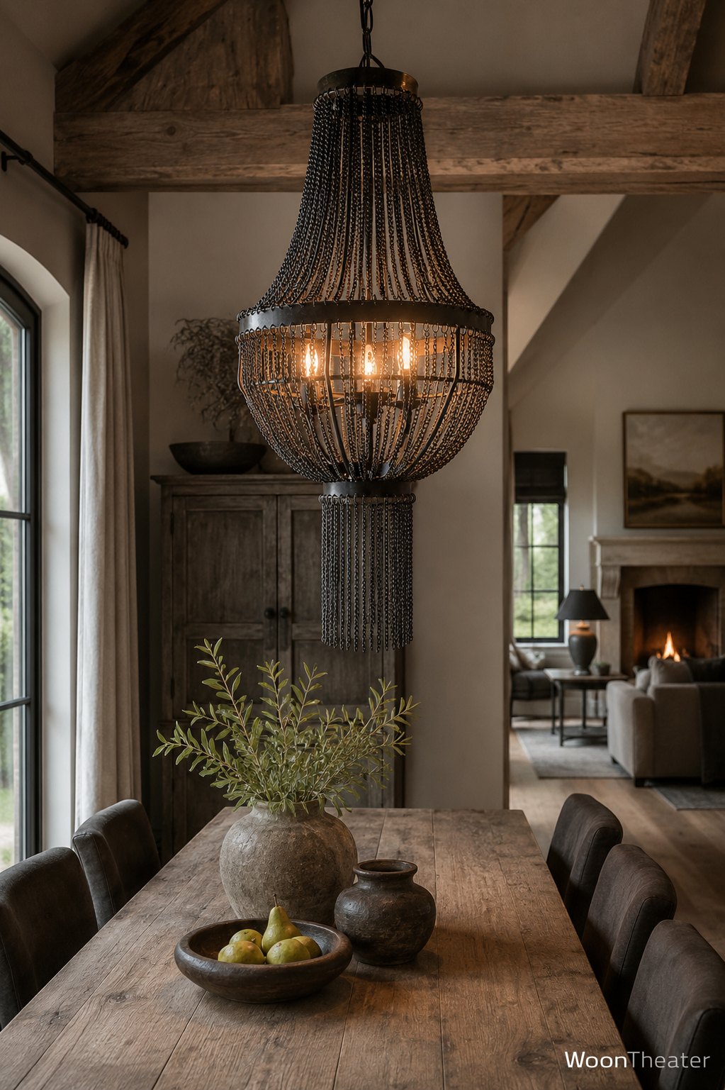 Grote landelijke metalen hanglamp/kroonluchter | Megan