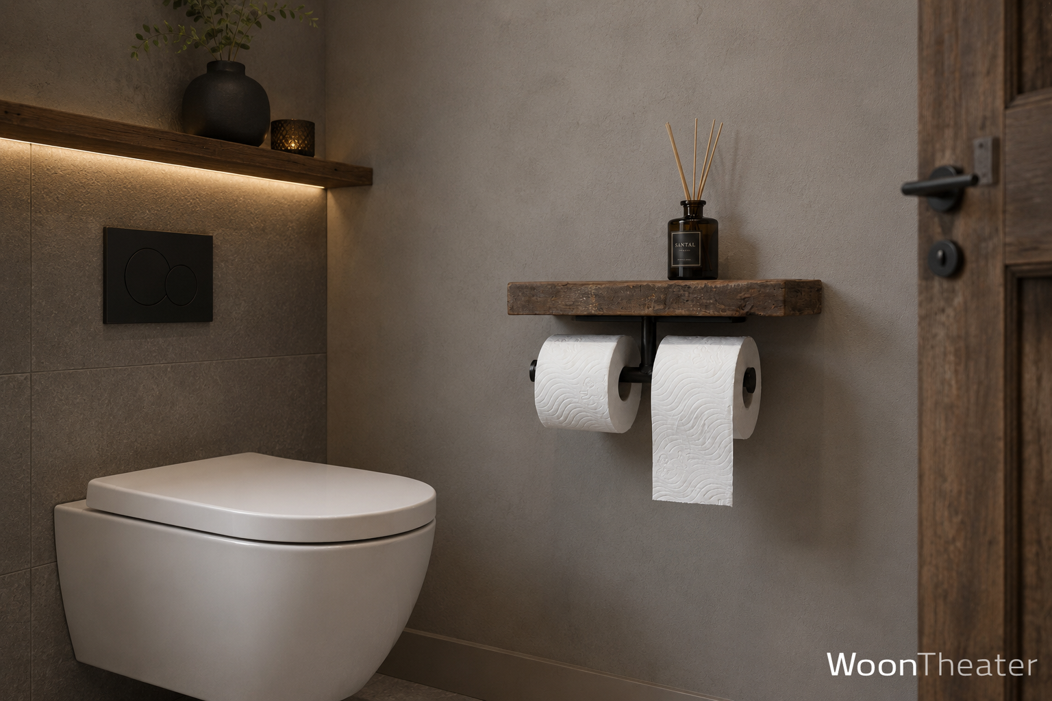 Landelijke toiletrolhouder | 2-rol | Rustiek hout