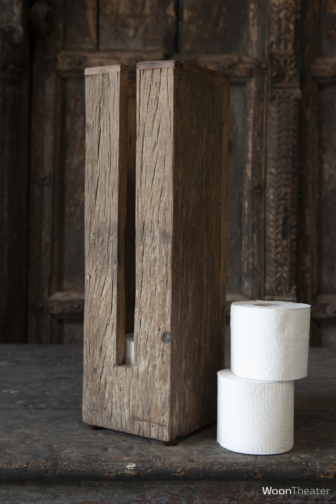Landelijke toiletroldispenser | Rustiek oud hout | Noe