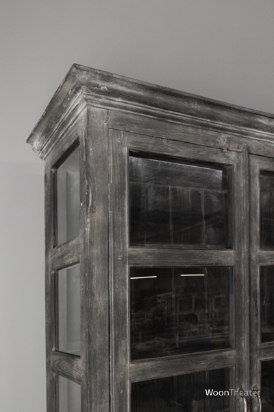 Origineel oude vitrinekast | grijs verweerd