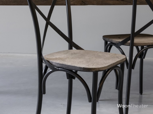 Set/8 Keukenstoel Cross | zwart metaal 