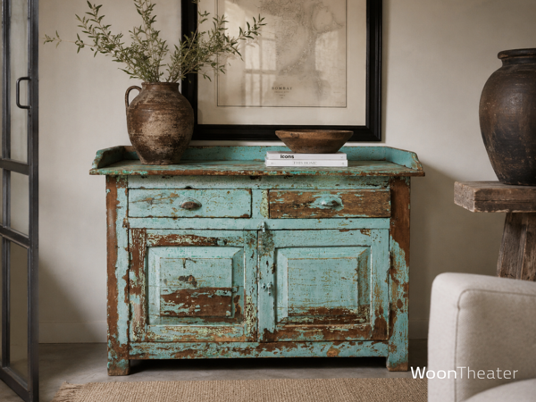 Oude vintage fabriekskast | werelds interieur