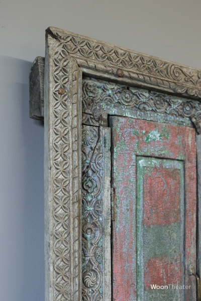 Origineel oud raamluik met spiegel | afkomstig uit India