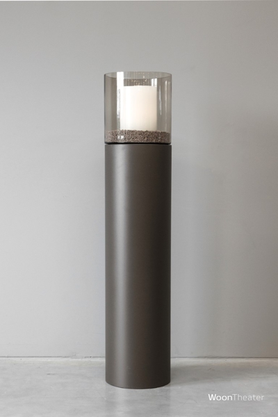 Glazen stolp op metalen voet | L | Inclusief kaarsvet-lampion | Brown