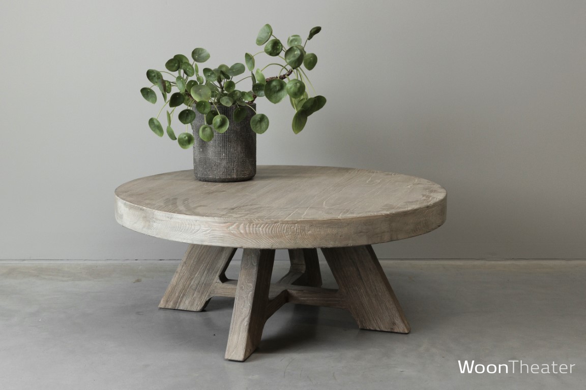 Ronde salontafel | oud hout