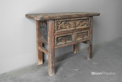 Origineel oude wandtafel met snijwerk | China