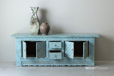 Tv dressoir snijwerk | blauw