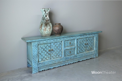 Tv dressoir snijwerk | blauw