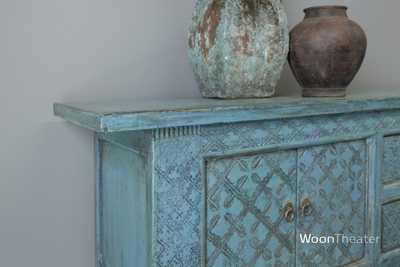 Tv dressoir snijwerk | blauw